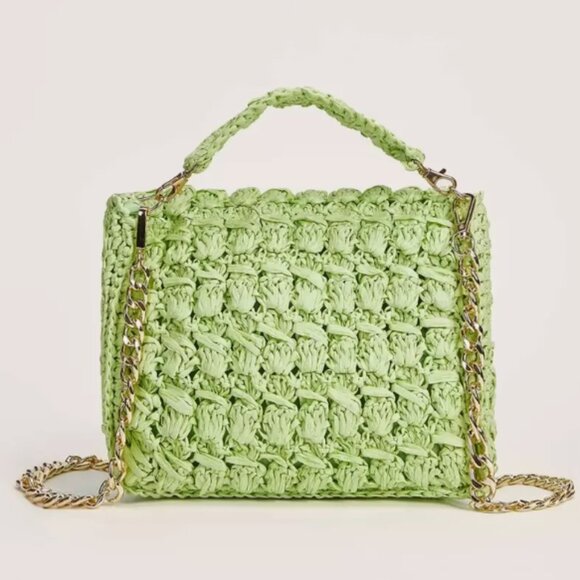 CROCHET RAFFIA BAG in Spring Green - Picture 3 of 4